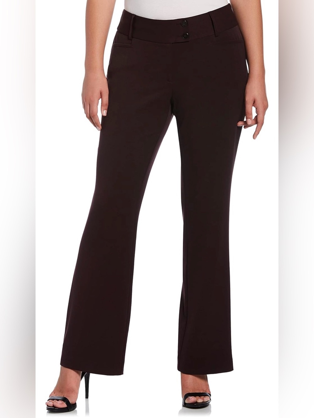 Rafaella Women's Petite Curvy Fit Gabardine Bootcut Dress Pants with Pockets